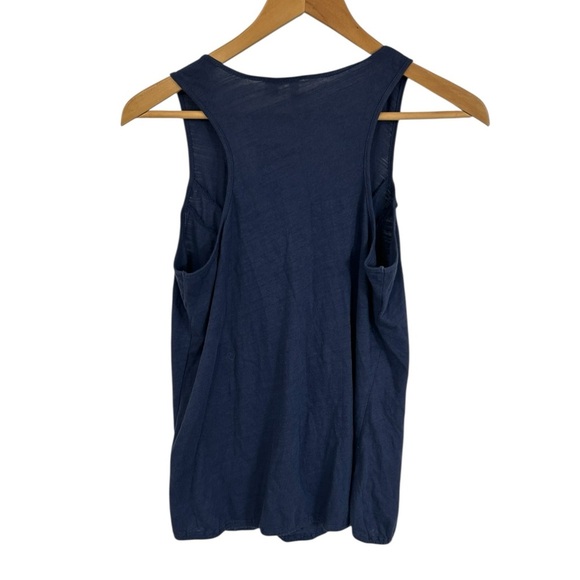 Anthropologie Little Yellow Button Blue sleeveless tassle racerback tank Small - Picture 2 of 10